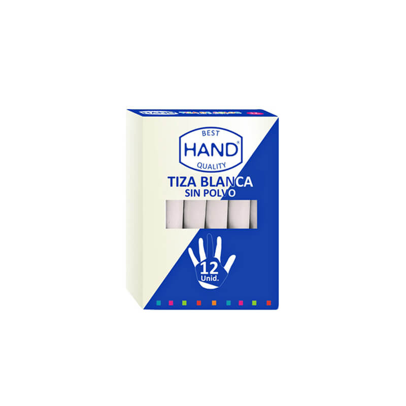 Caja tiza blanca hand x 12 ()