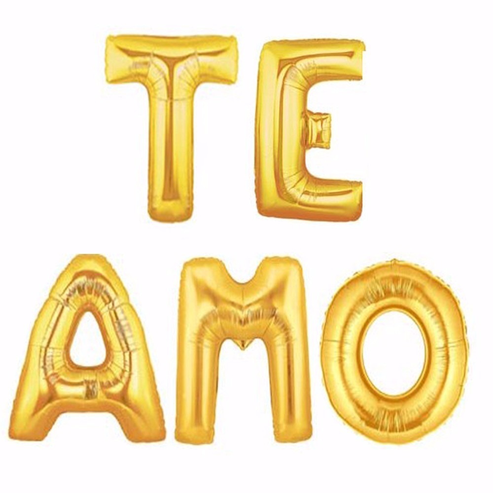 Globo metalico te amo dorado 5 pcs.