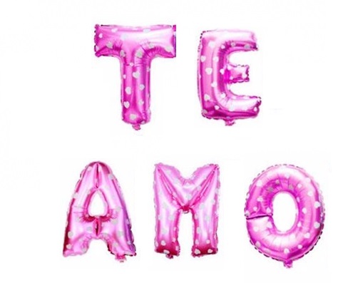 Globo metálico te amo rosado 5 piezas