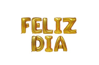 Click para tamaño original Globo metálico letras feliz Dia Dorado