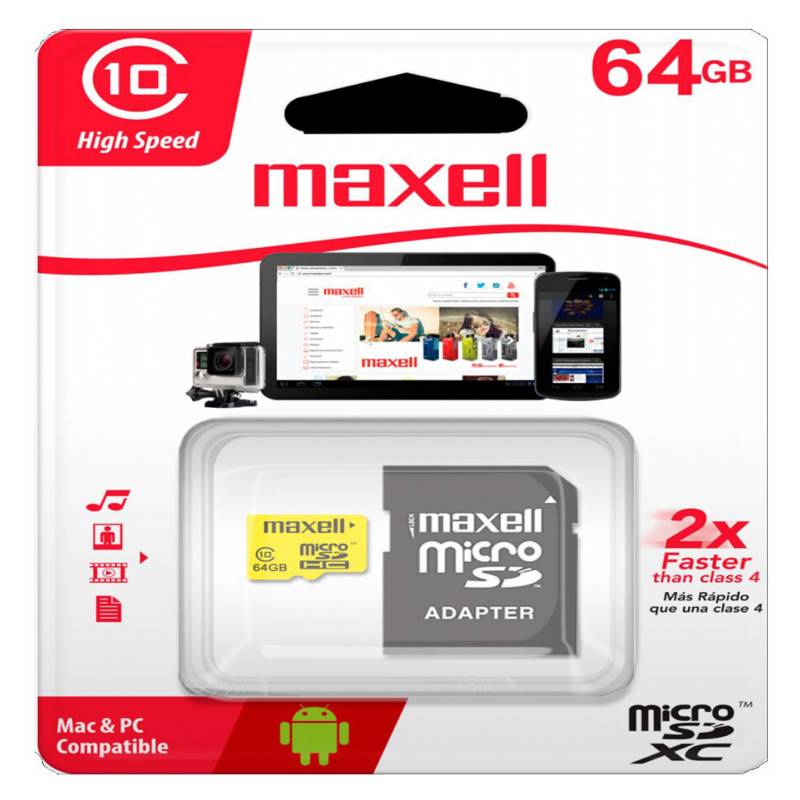 Click para tamaño original Memoria micro sd maxell 64 GB class 10