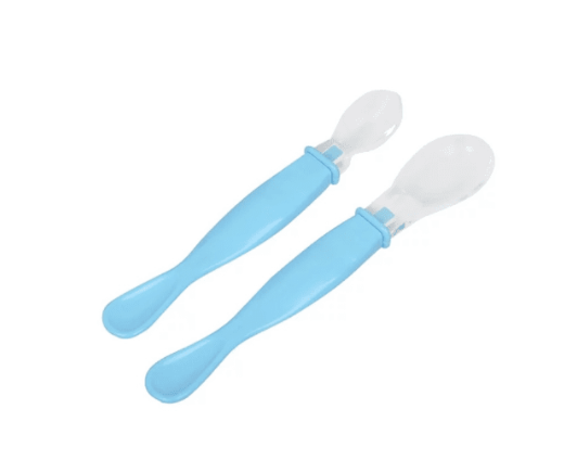 Click para tamaño original Pack cucharas bebé silicona celeste.