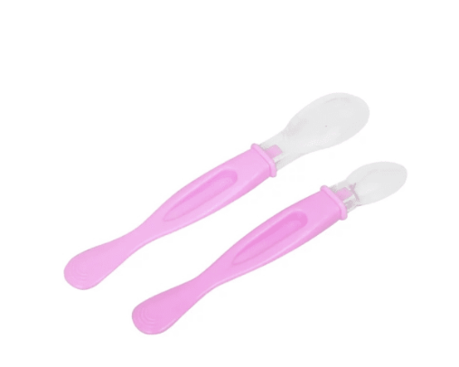 Click para tamaño original Pack cucharas bebé silicona rosado.