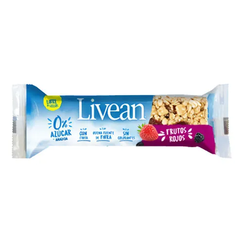 Barra cereal 0 azúcar frutos rojos Livean 23g