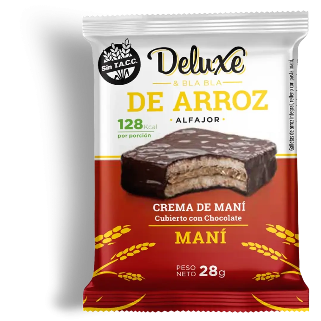 Alfajor de arroz sabor crema de maní Deluxe 28g (12)