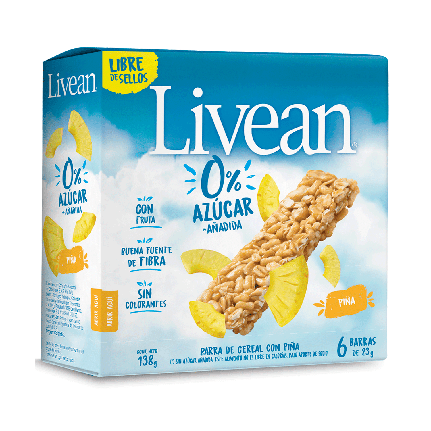 Barra cereal piña caja livean 138 g (16)