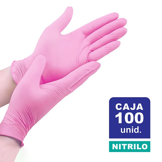 Caja de guantes nitrilo Rosado talla L 100 u.(10)