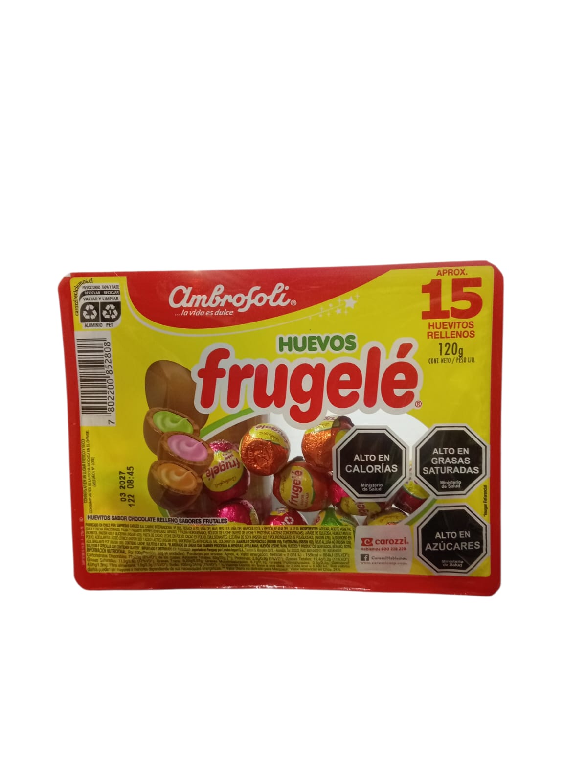 Bandeja de chocolate relleno frugelé Ambrosoli 15u. (10)