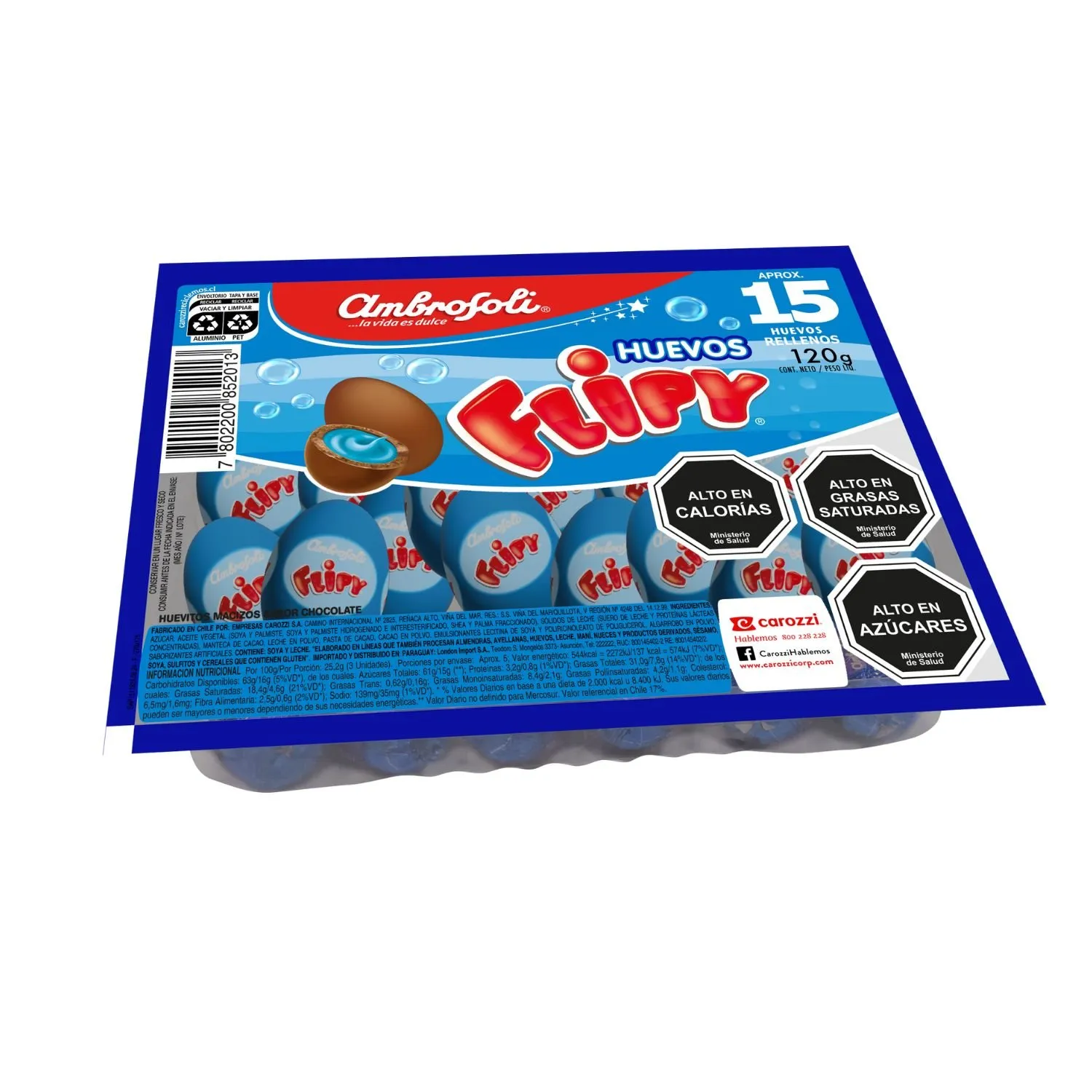 Bandeja de chocolate flipy relleno Ambrosoli 15u. (10)