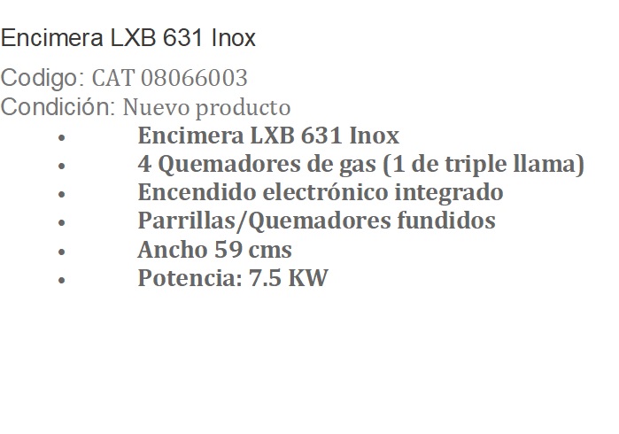 COCINA GAS LXB 631 A