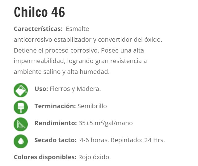 Click para tamaño original CHILCO46 ANTICORROSIVO TERMINACION VERDE REJA CHILCORROFIN Galon
