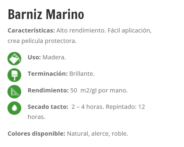 Click para tamaño original BARNIZ ALERCE IRIS/FAST Galon