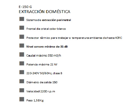 EXTRACTOR E150G VIDRIO 19 CTM.