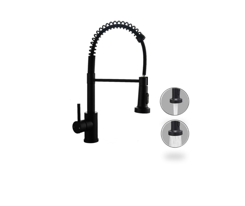 Griferia MONOMANDO LAVAPLATOS EXTRAIBLE IBIZA BLACK TEBISA