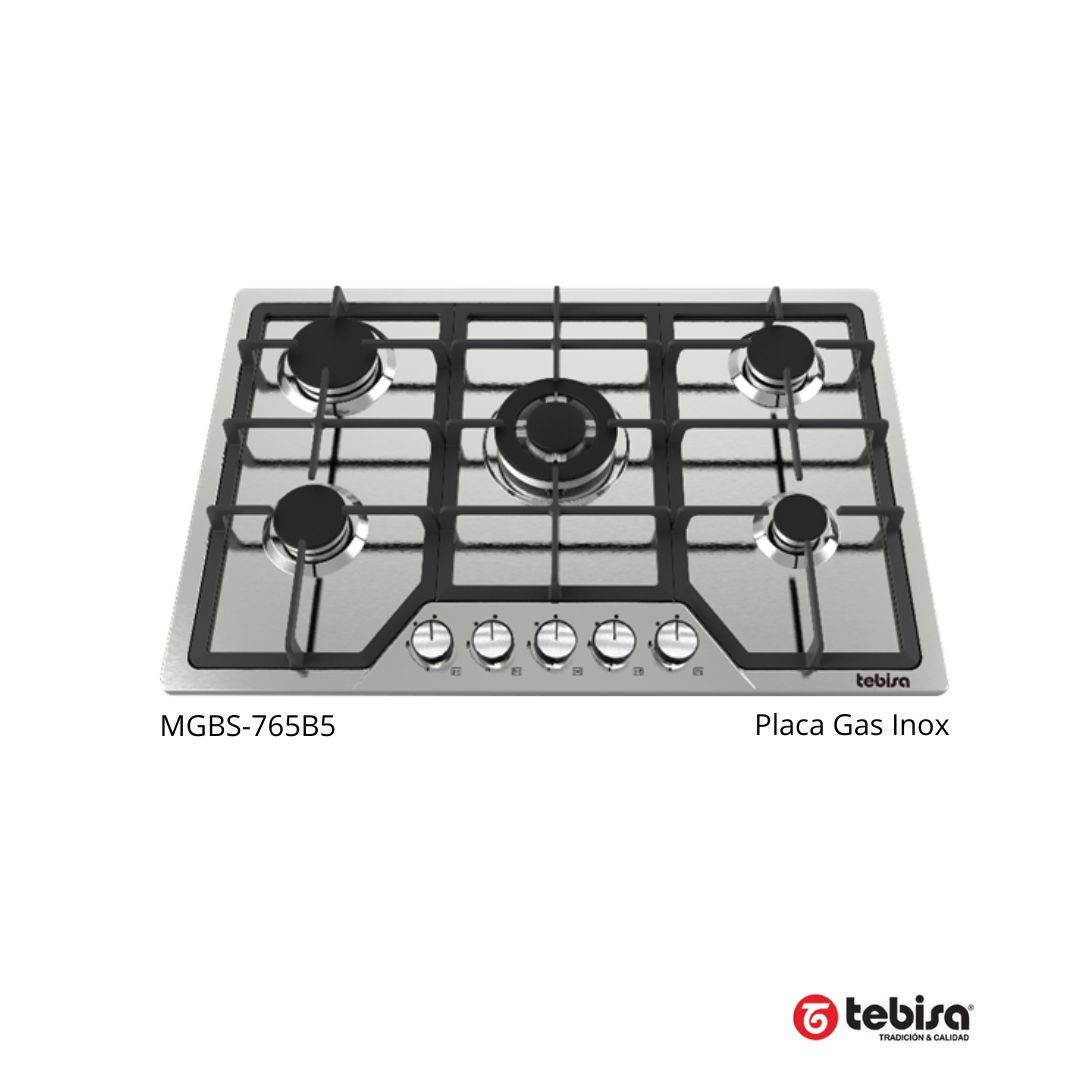 COCINA ENCIMERA GAS 5 QUEMADORES 76 X 50 TEBISA