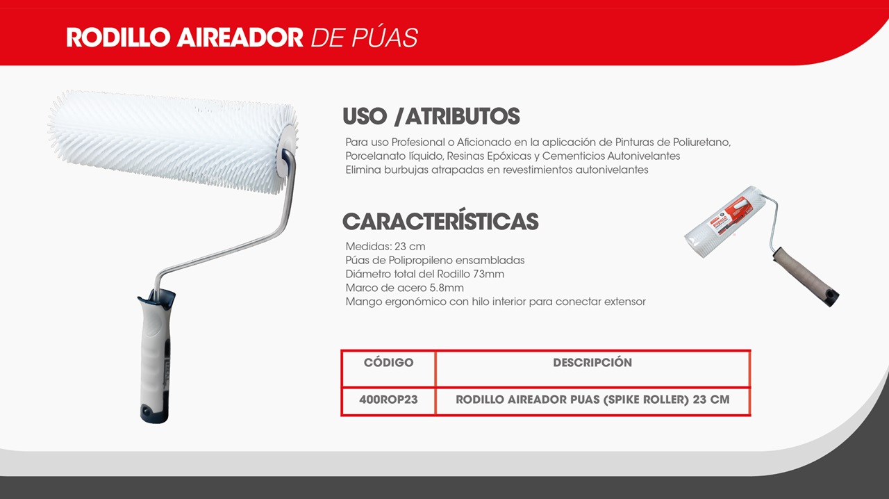 Click para tamaño original RODILLO AIREADOR PUAS (spike roller) 23CM