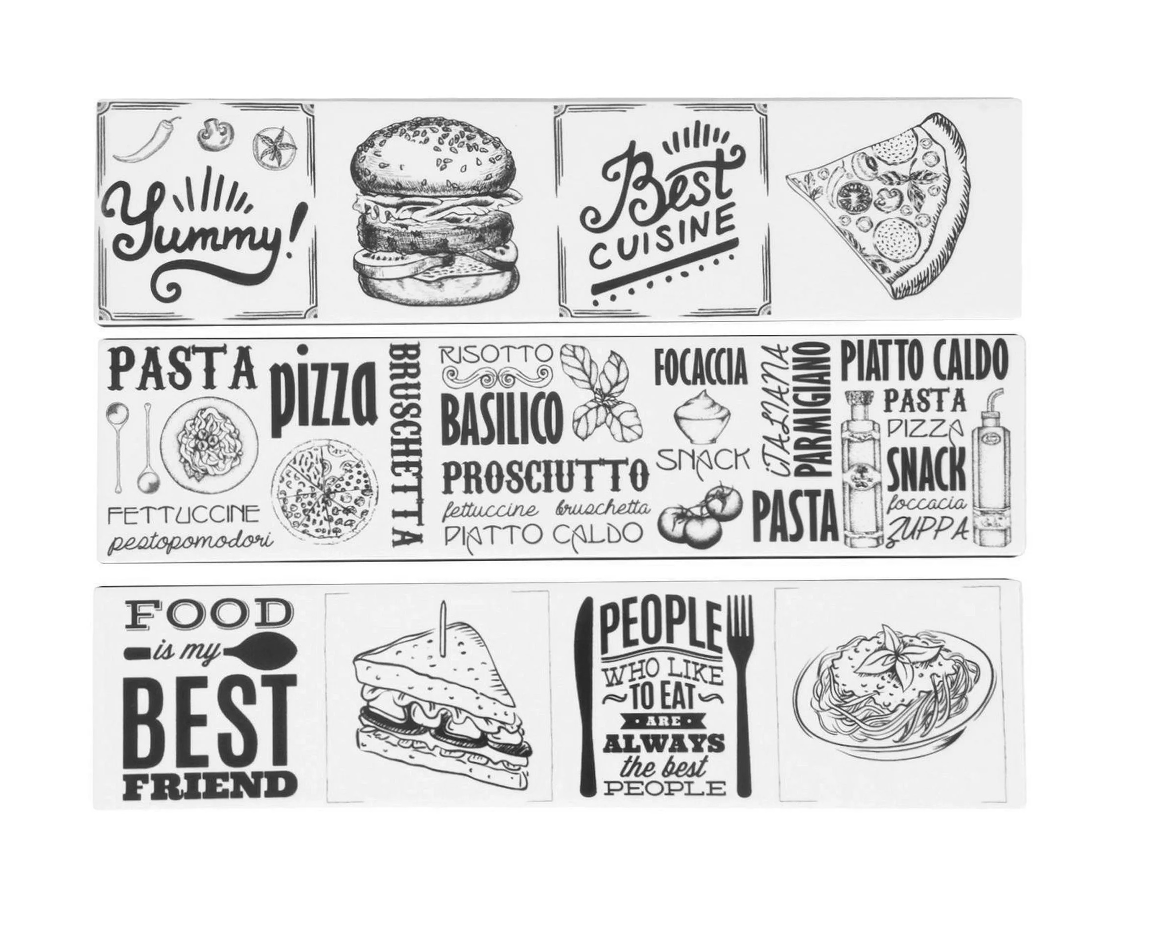 SET LISTEL CERAMICA MODERN FOOD BCO/NEGRO 08 X 35 DECORALIA (1.05 MTL)