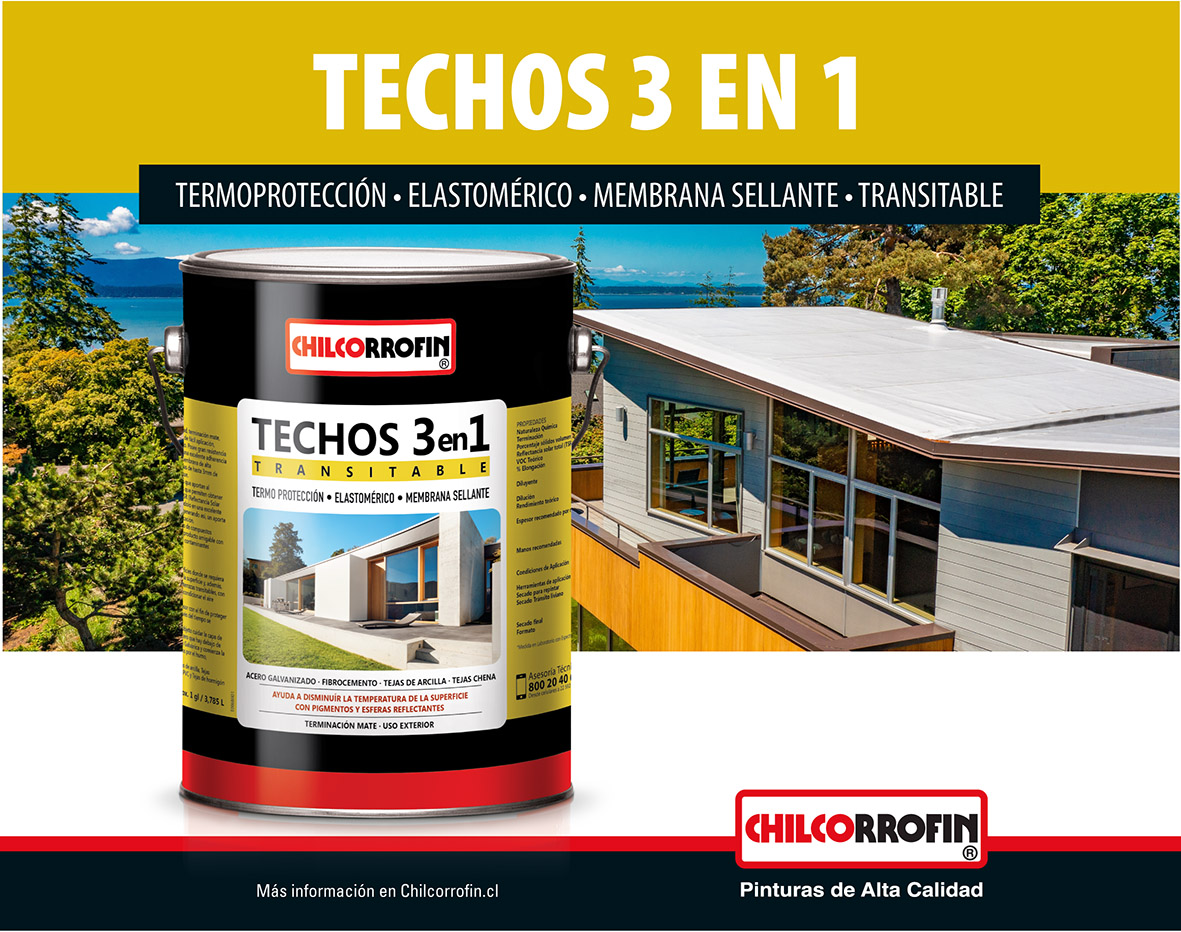 PINTURA TECHOS 3EN1 ELASTOMER NEGRO CHILCORROFIN Galon