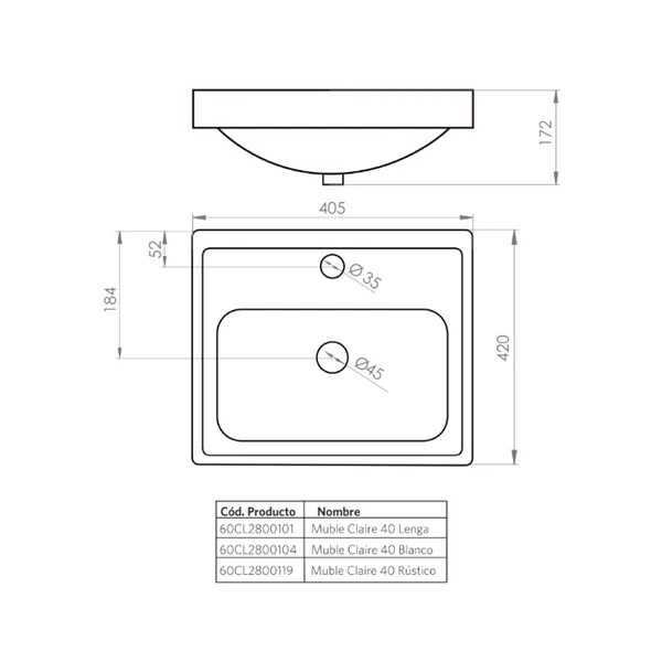 MUEBLE VANITORIO 40 X 42 X 82 CLAIRE BLANCO
