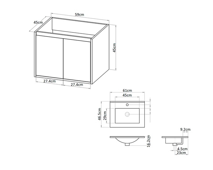 MUEBLE VANITORIO 60 X 46 AMELIE SAGE GREEN MOSAICO
