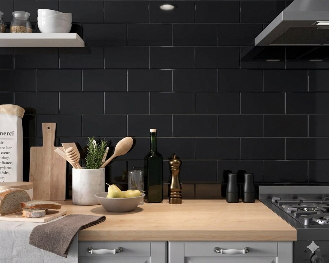 CERAMICA MURO 10 X 20 NEGRO LISO BR. 1.00 MT X CAJA VILAR