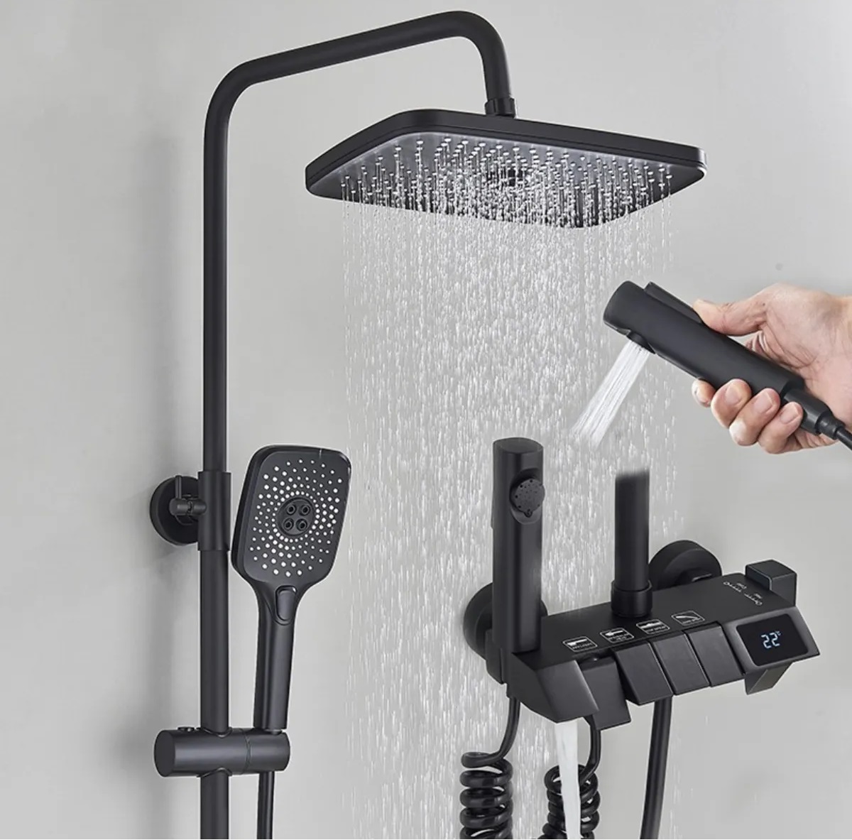 GRIFERIA MONO. DUCHA +COLUMNA FARINA NEGRO STRETTO