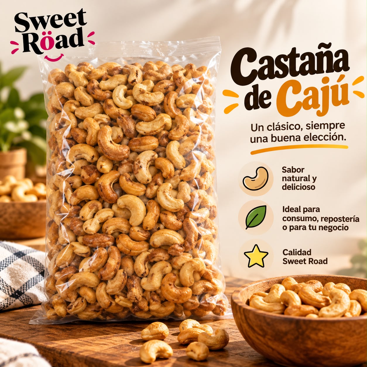 Castana de Caju Salada 1 kilo