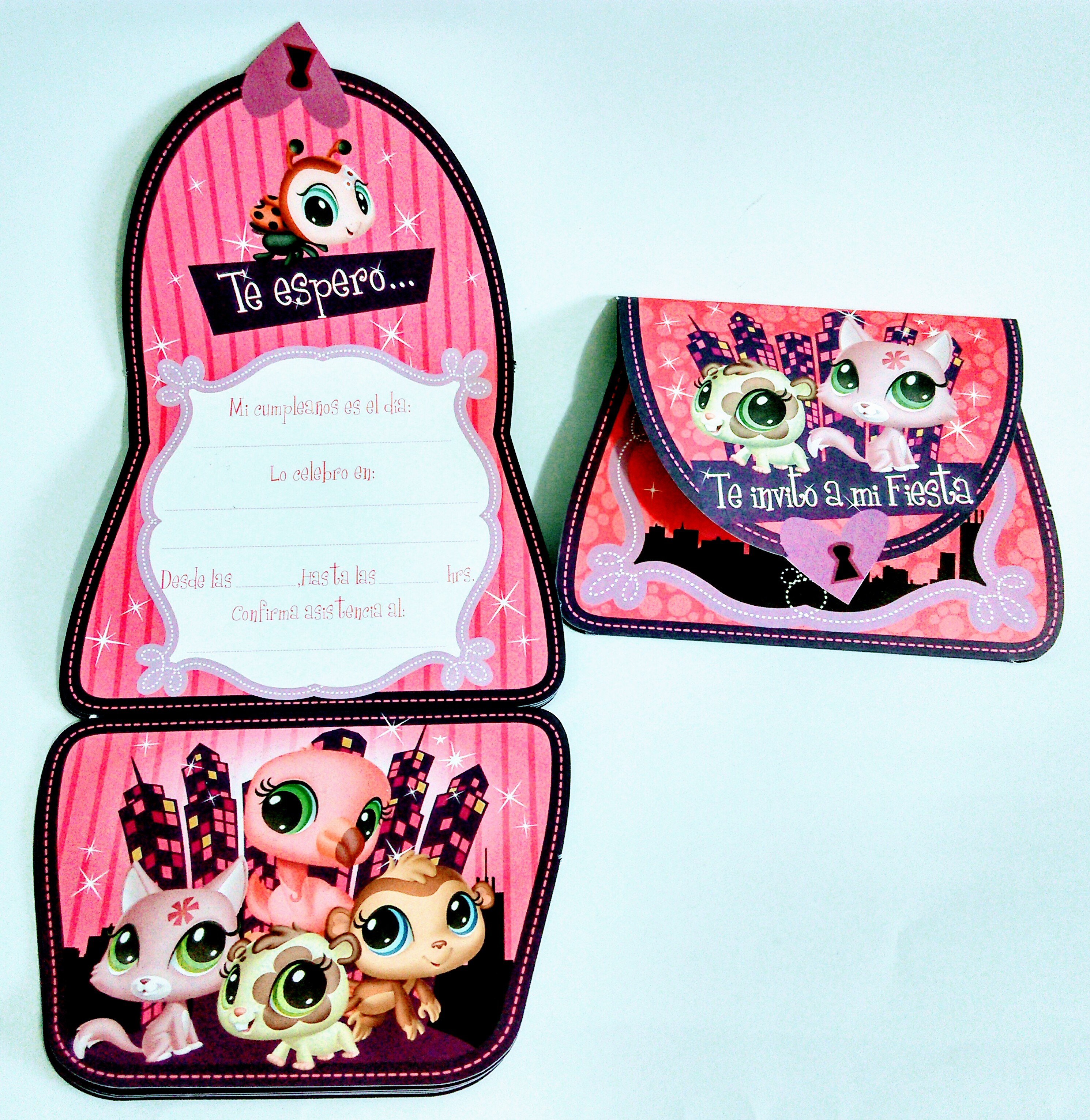 Invitaciones cumpleaños cartera pet shop