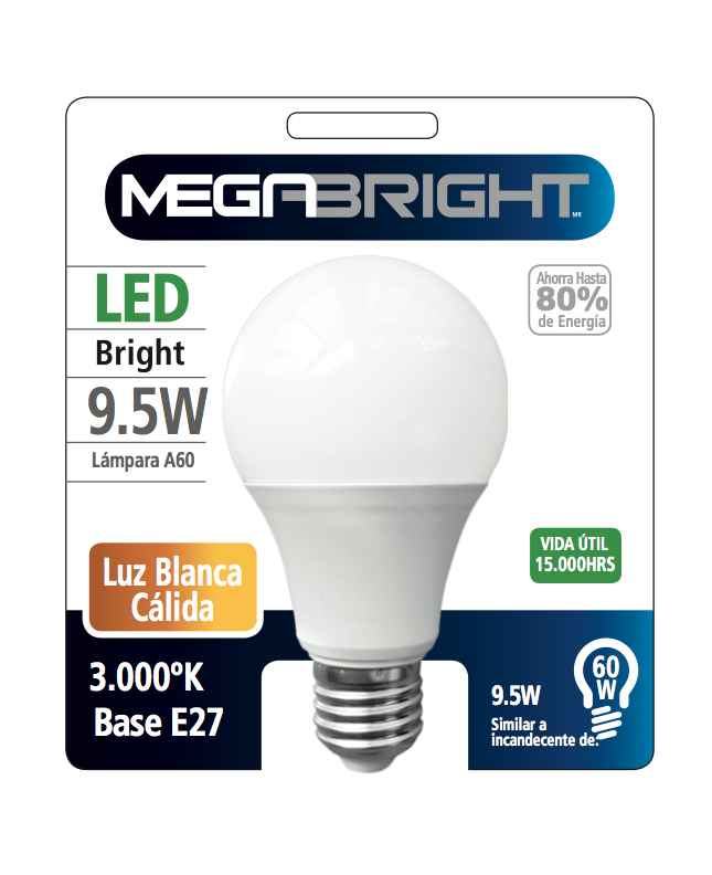 MegaBright Ampolleta LED/Calida 9.5W (64)
