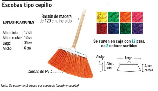 Escoba de vinilo tipo cepillo Klintek grande 30cm(12)