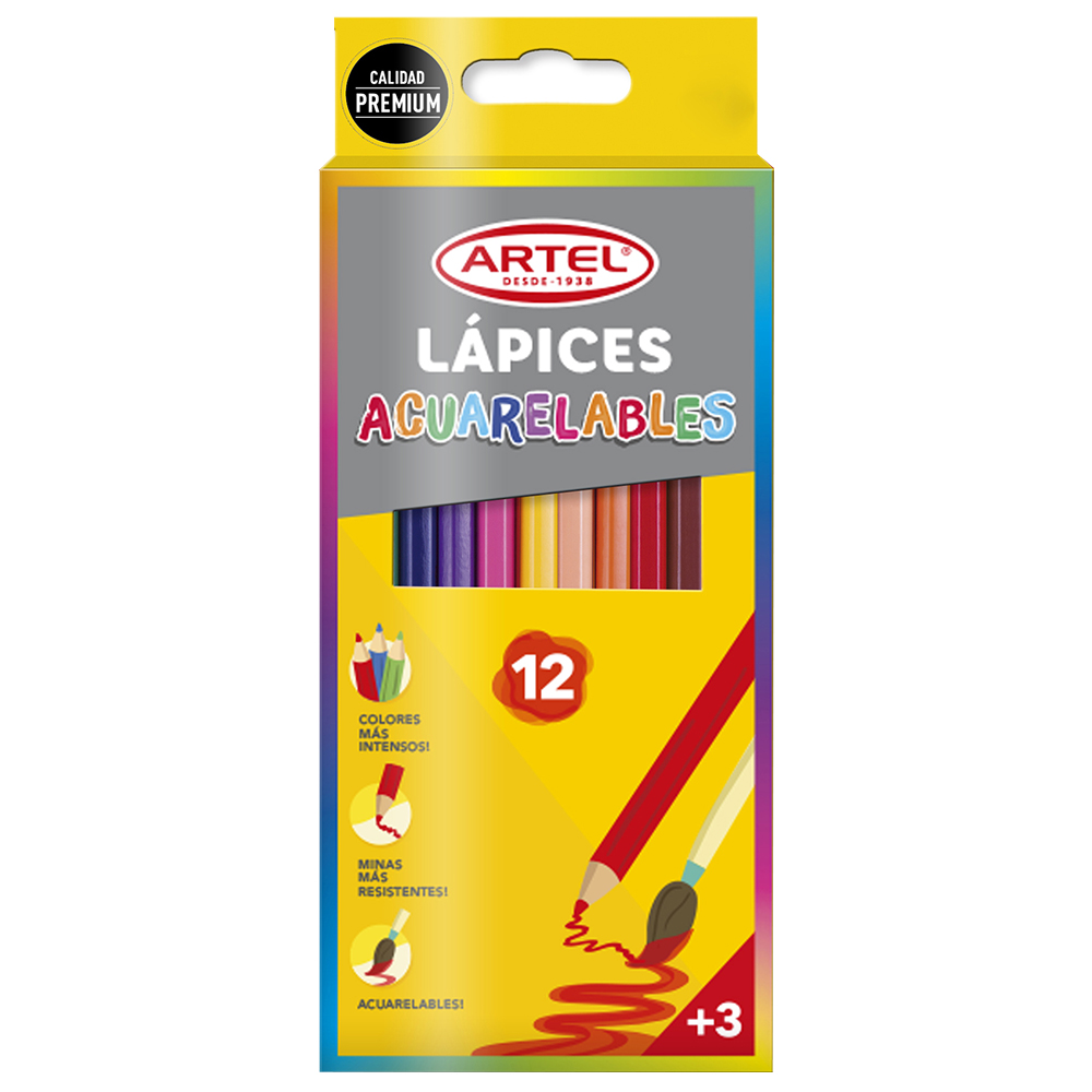 Caja lápices de colores acuarelables artel (12)