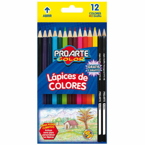 Lápices de colores proarte x12+2 grafito(24)