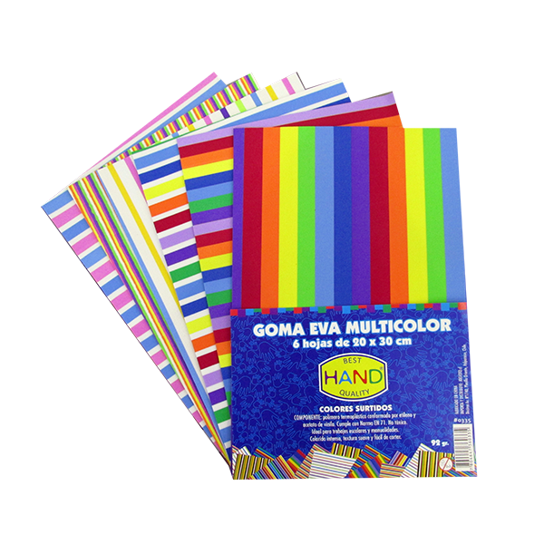 Carpeta goma eva multicolor Hand x6