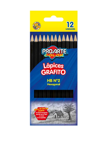Lápiz grafito/goma Proarte Hexag x12unid