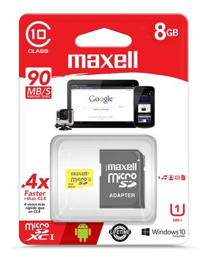 Memoria micro sd Maxell 8gb class 10 (10)