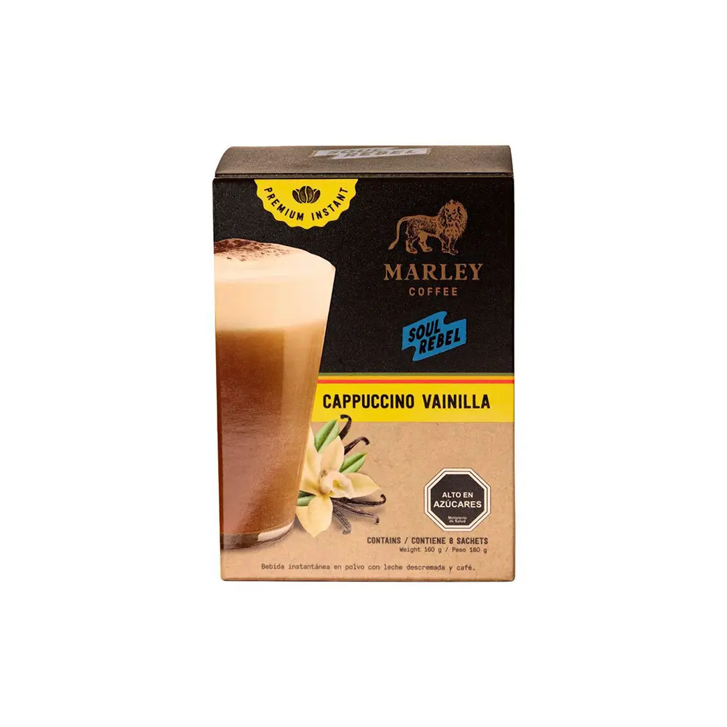 Café caja sabor Cappuccino vainilla Marley Coffe 160 g (24)