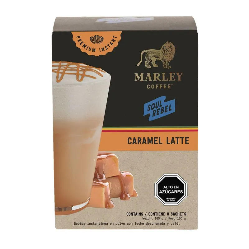 Café caja sabor caramel latte  Marley Coffe 160 g (24)