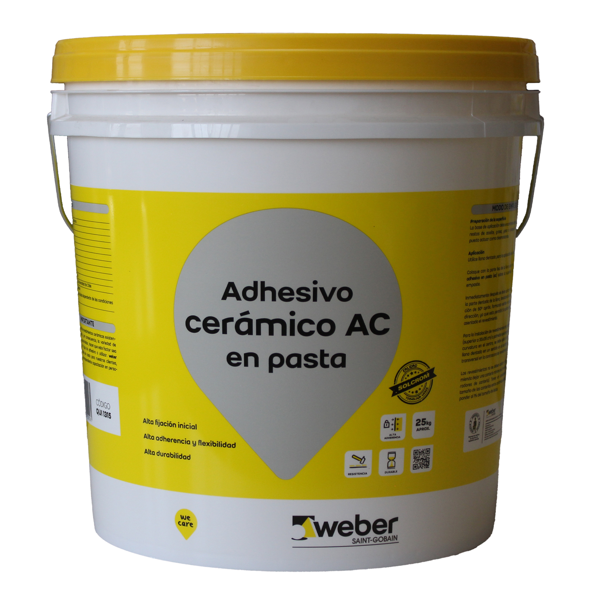 PEGAMENTO TINETA AC PASTA WEBER QUI1315 25 KG.