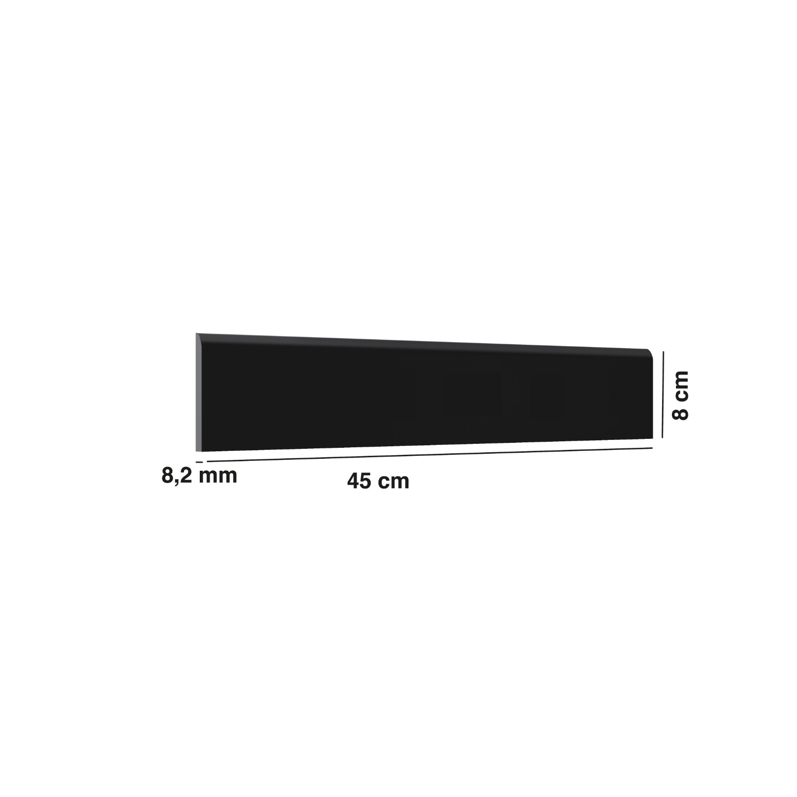 RODAPE CERAMICA NEGRO MATE 08 X 45  UNIDAD