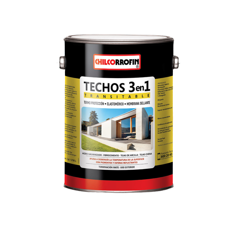 PINTURA TECHOS 3EN1 ELASTOMER ROJO CHILCORROFIN Galon