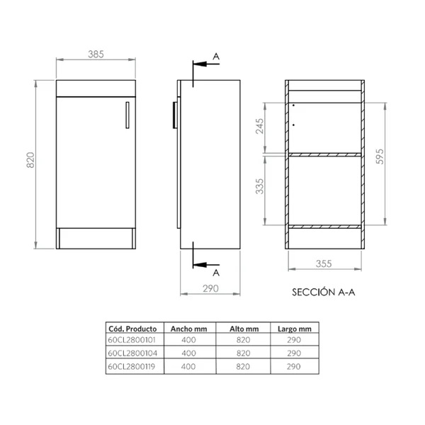 MUEBLE VANITORIO 40 X 34 X 90 CLAIRE BLANCO STRETTO
