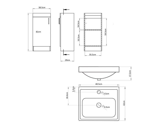 MUEBLE VANITORIO 40 X 34 X 90 CLAIRE LENGA STRETTO
