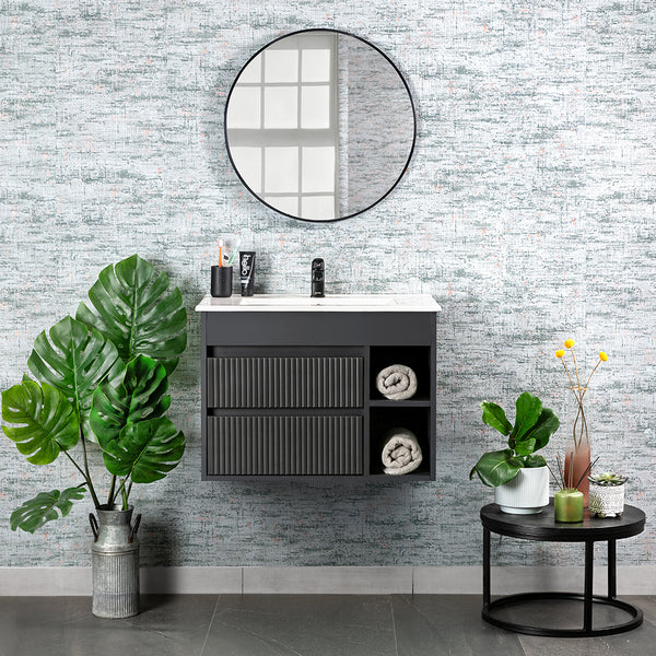 MUEBLE VANITORIO 60 X 46  PARIS DARK GREY TEXTURADO STRETTO