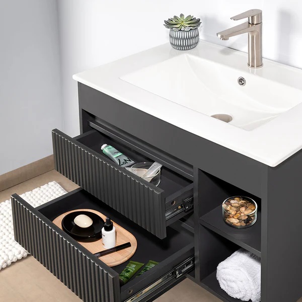 MUEBLE VANITORIO 60 X 46  PARIS DARK GREY TEXTURADO STRETTO