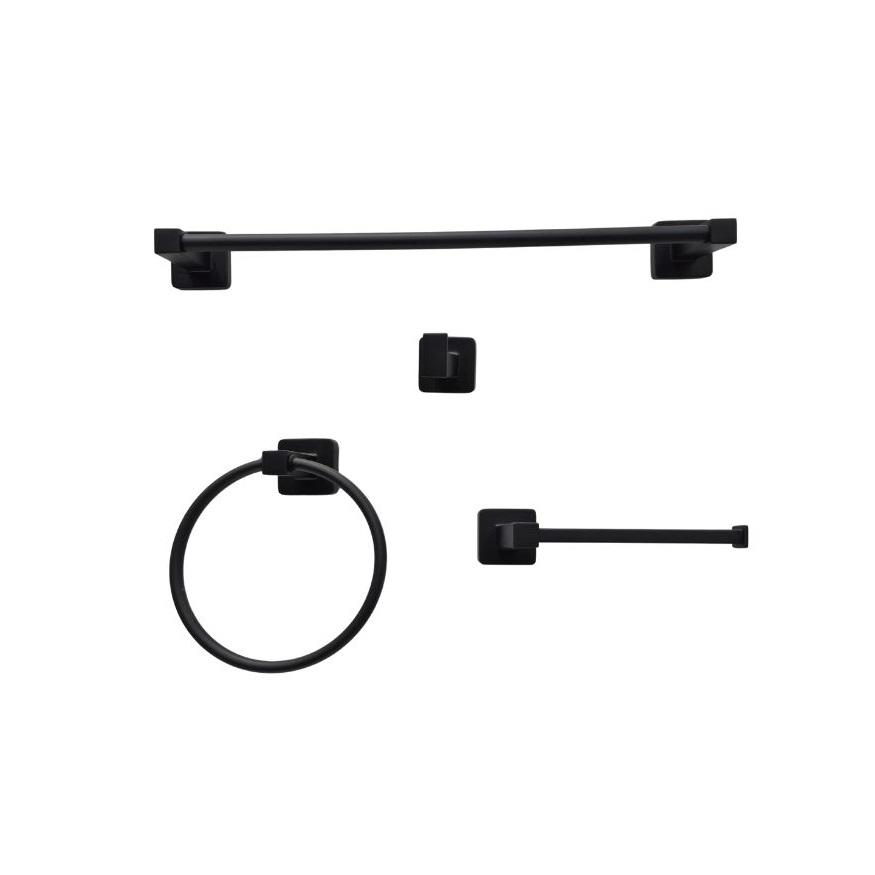 SET  ACCESORIOS 4 PIEZAS ACERO INOX. NEGRO SUS-304