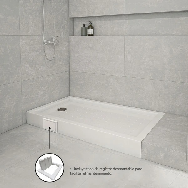 RECEPTACULO DUCHA BLANCO C/DESAGUE Y SIFON CORRUGADO140 X 70 X 15 ACRILICO MOSAICO