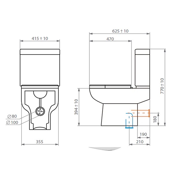 SANITARIO WC/ESTANQUE  ATOS DESC.20 CTMS (CON ADAPTADOR A 30 CTMS) STRETTO