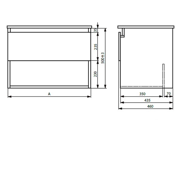 MUEBLE VANITORIO BELLE ROBLE 70 X 46 STRETTO