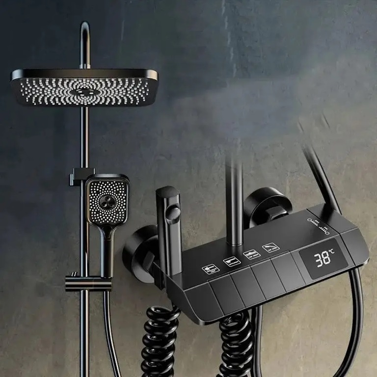 GRIFERIA MONO. DUCHA +COLUMNA FARINA NEGRO STRETTO