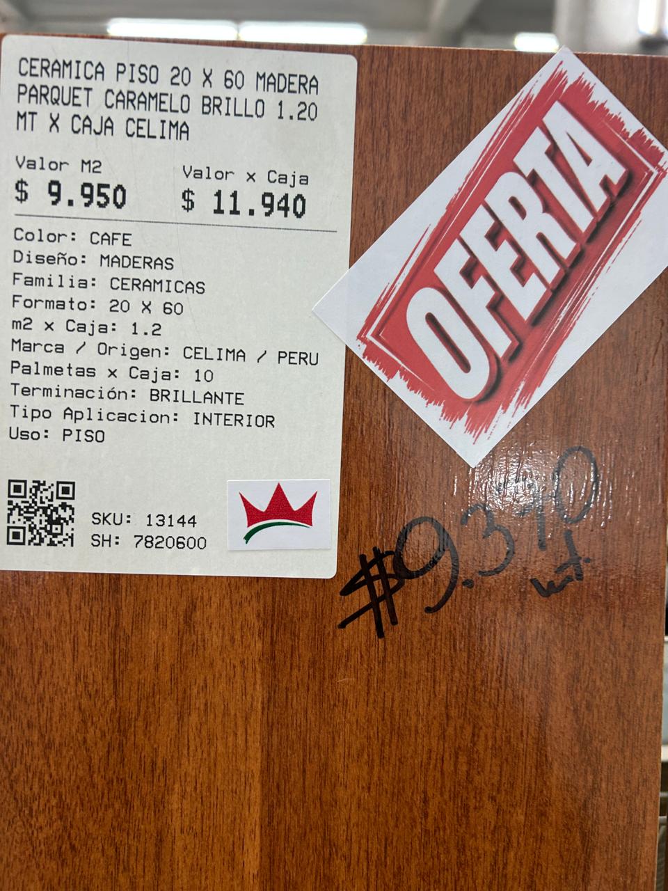 CERAMICA PISO 20 X 60 MADERA PARQUET CARAMELO BRILLO 1.20 MT X CAJA CELIMA